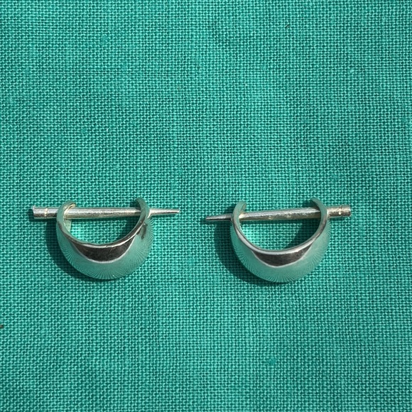 🩶 Solid Sterling Silver Spike and Cuff Earrings - Picture 2 of 5